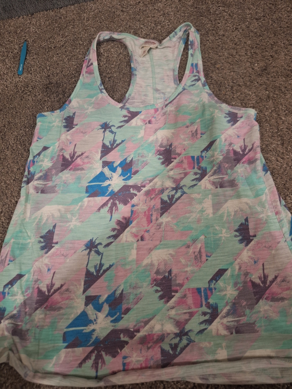 Mossimo Supply Co. Pastel Palm-Print Racerback Tank in Mint, Pink & Purple